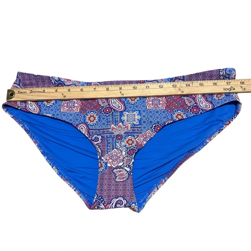 Nip Tuck Swimwear Paisley NWT‎ Mid Rise Bikini Bottoms Sz 14 Blue Full Coverage - Picture 6 of 12